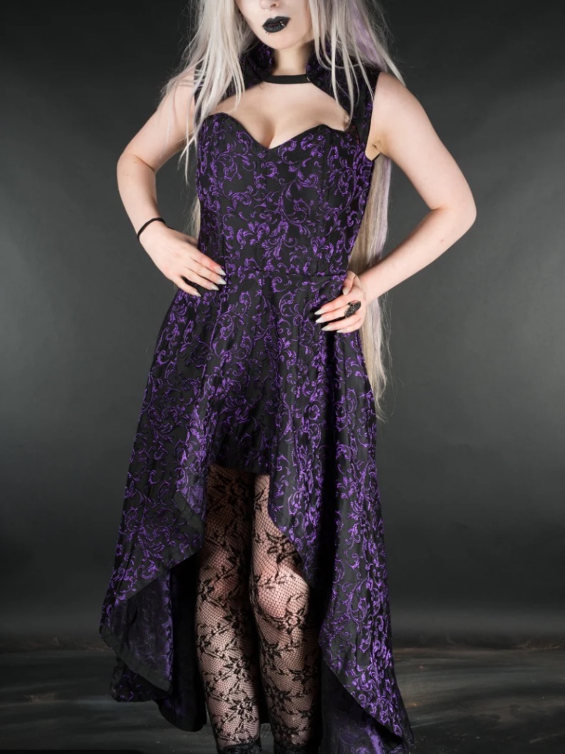 Dracula Clothing Amethyst Steel Choker Dress